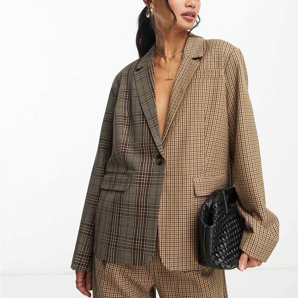 YAS Two-Tone Plaid Women's Blazer